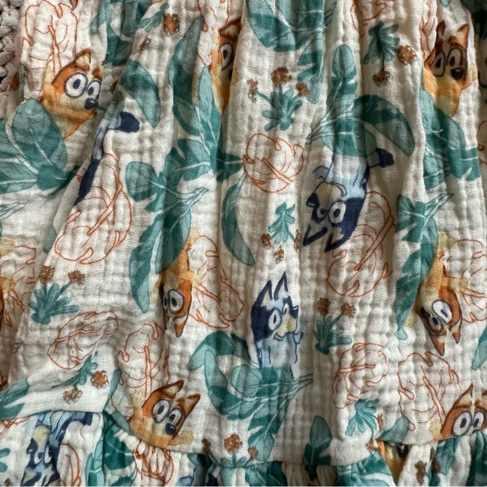 Bluey NEW Disney Tropical Printed Gauze Tiered Girls Toddler Sundress Size 2T - Picture 5 of 7